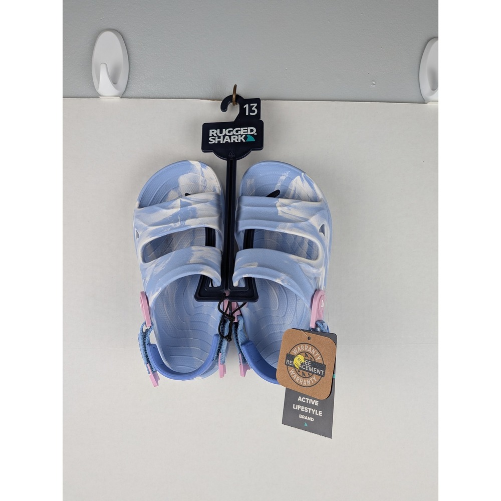 Rugged Shark Kids Size 13 Blue‎ White Swirl Water Shoes Sandals Floatable